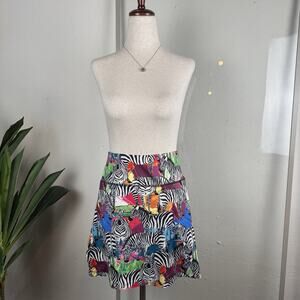 Women's Zebra Print Athletic Skirt Built-In Shorts Size L